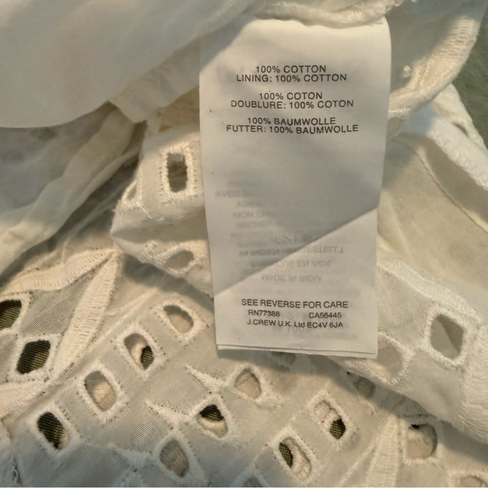 J. Crew 02 White Eyelet Lace Lined Sleeveless Knee Length Sheath Tank Dress - Picture 10 of 10